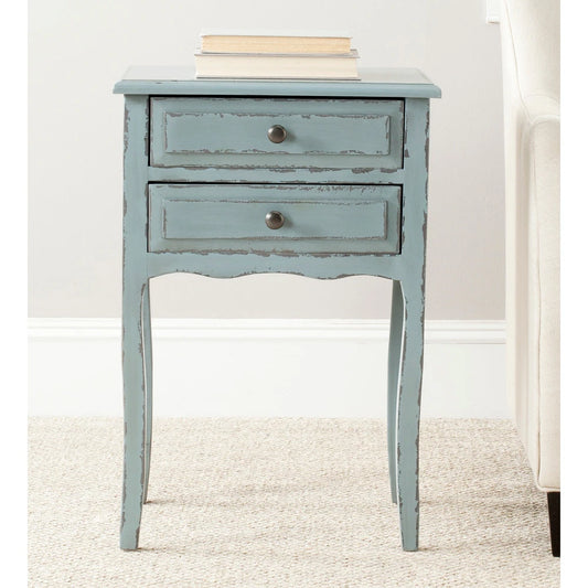 Gepick Distressed Pale Blue Accent Table  - Wooden bazar
