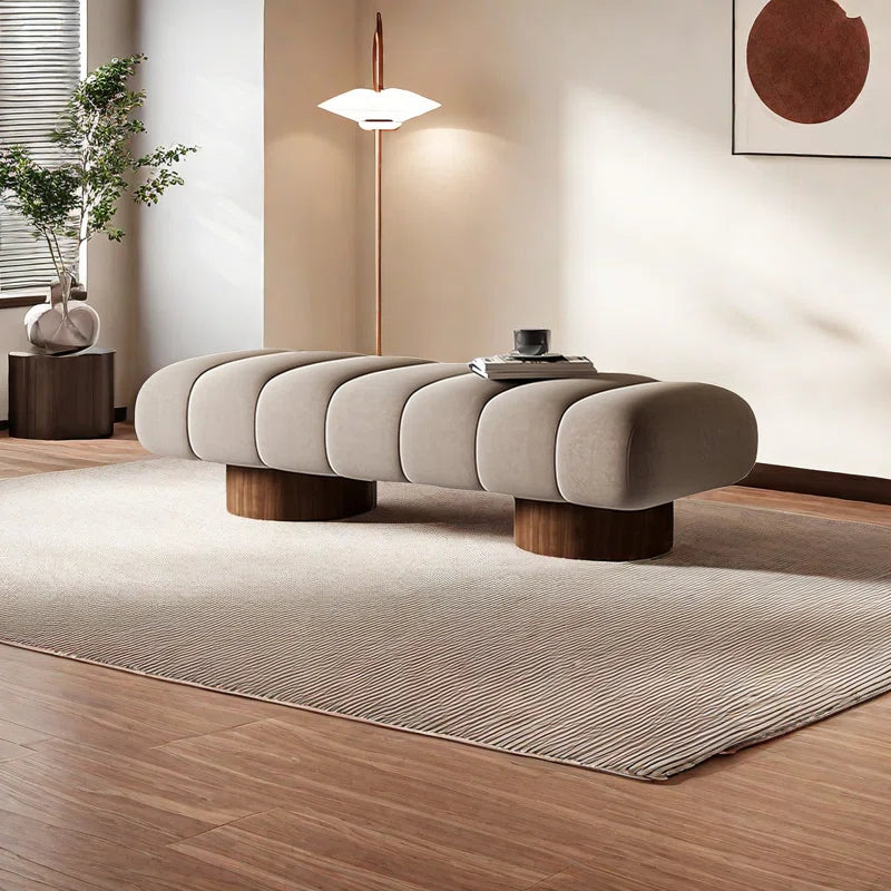 Xalent Fabric Upholstered Bench - Wooden Bazar