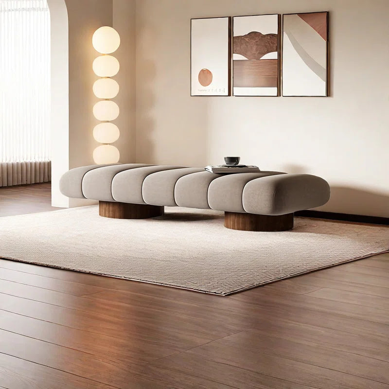 Vazeren Fabric Upholstered Bench - Wooden Bazar