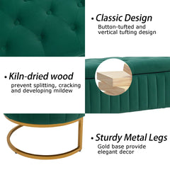 Velvet Storage Bench with Gold Legs - Wooden Bazar