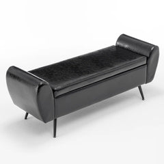 Savin Vegan Leather Storage Bench Storage Ottoman for King Size Bed - Wooden Bazar