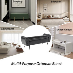 Savin Vegan Leather Storage Bench Storage Ottoman for King Size Bed - Wooden Bazar