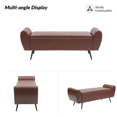 Savin Vegan Leather Storage Bench Storage Ottoman for King Size Bed - Wooden Bazar