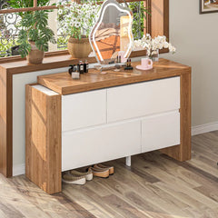 Shelby Vanity Dressing Table With Chair - Wooden Bazar