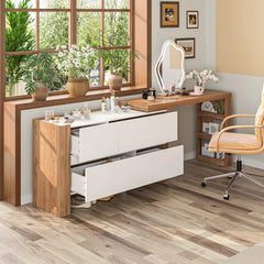 Shelby Vanity Dressing Table With Chair - Wooden Bazar