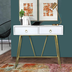 Makeup Vanity Table with Drawer Home Office Writing Desk White