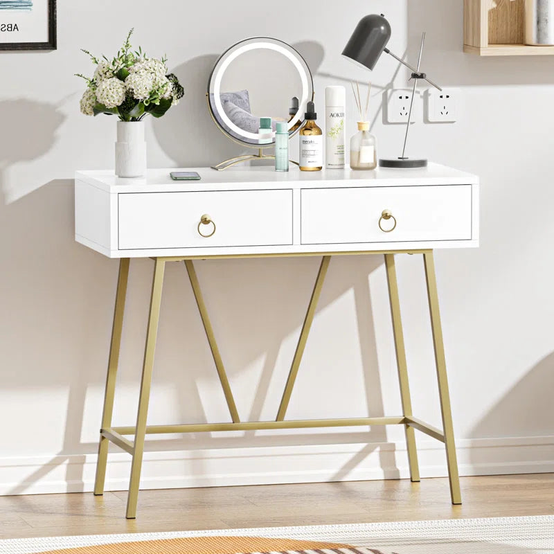 Makeup Vanity Table with Drawer Home Office Writing Desk White