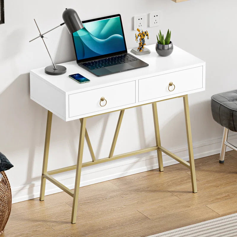 Makeup Vanity Table with Drawer Home Office Writing Desk White