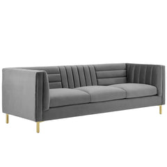 Silver Orchidz Adams Channel Tufted Performance Velvet Sofa Luxury Sofa Set