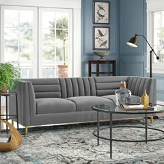 Silver Orchidz Adams Channel Tufted Performance Velvet Sofa Luxury Sofa Set