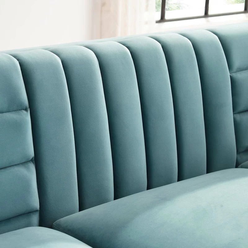 Silver Orchidz Adams Channel Tufted Performance Velvet Sofa Luxury Sofa Set