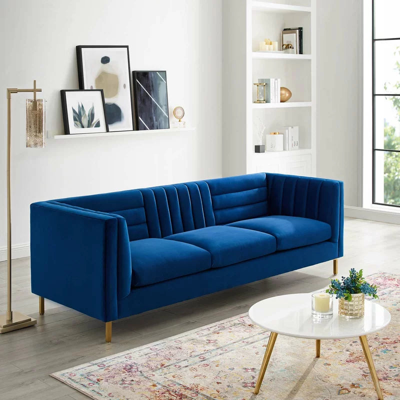Silver Orchidz Adams Channel Tufted Performance Velvet Sofa Luxury Sofa Set