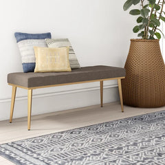 Naziter Polyester Blend Upholstered Bench - Wooden Bazar