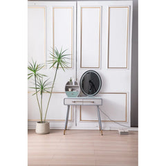 Sidestar Simple Italian Dressing Table With Stool And Mirror - Wooden Bazar