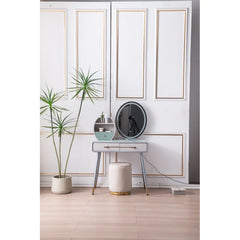 Halsukon Simple Italian Dressing Table With Stool And Mirror - Wooden Bazar
