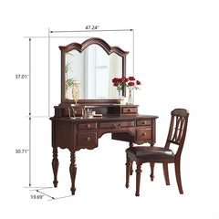Laddfer Antique Mirrored Dressing table With Chair - Wooden Bazar