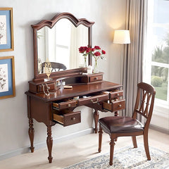 Laddfer Antique Mirrored Dressing table With Chair - Wooden Bazar