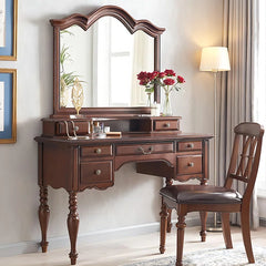 Laddfer Antique Mirrored Dressing table With Chair - Wooden Bazar