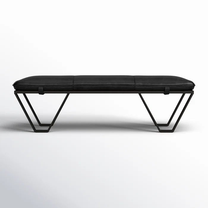 Sajester Genuine Leather Upholstered Bench - Wooden bazar