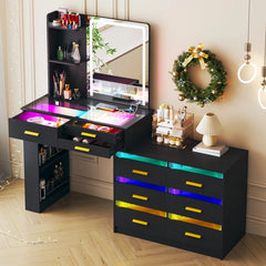 Hartoon Smart Led Makeup Vanity Table With Rgb Lights & Wireless Charging