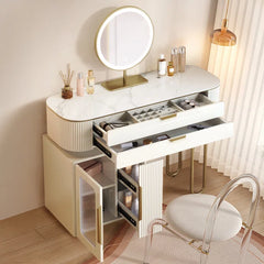 Canwarn Luxurious Modern-Classical Wooden Vanity with Glass Cabinet