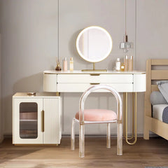 Canwarn Luxurious Modern-Classical Wooden Vanity with Glass Cabinet