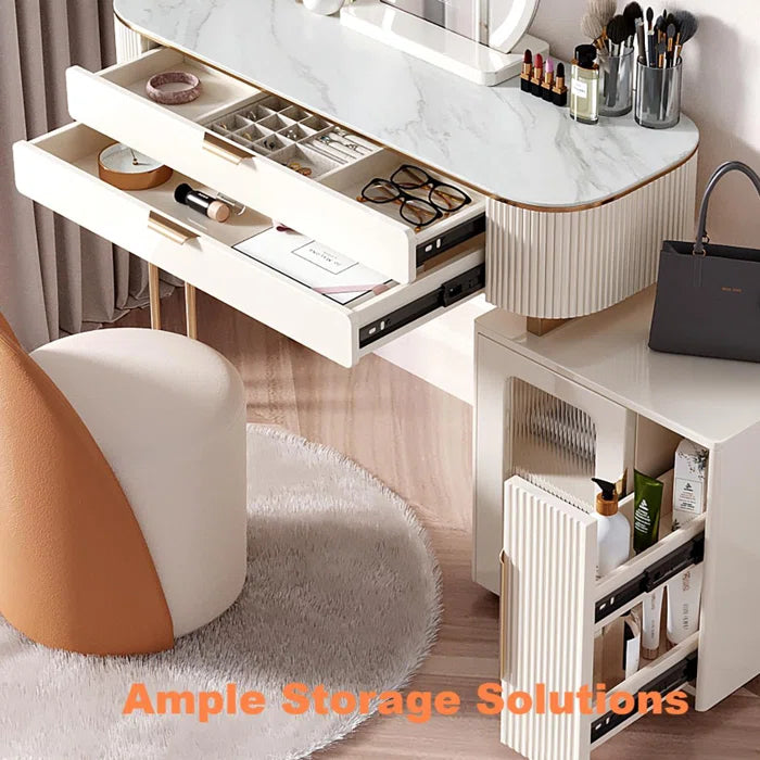 Canwarn Luxurious Modern-Classical Wooden Vanity with Glass Cabinet