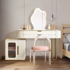 Canwarn Luxurious Modern-Classical Wooden Vanity with Glass Cabinet