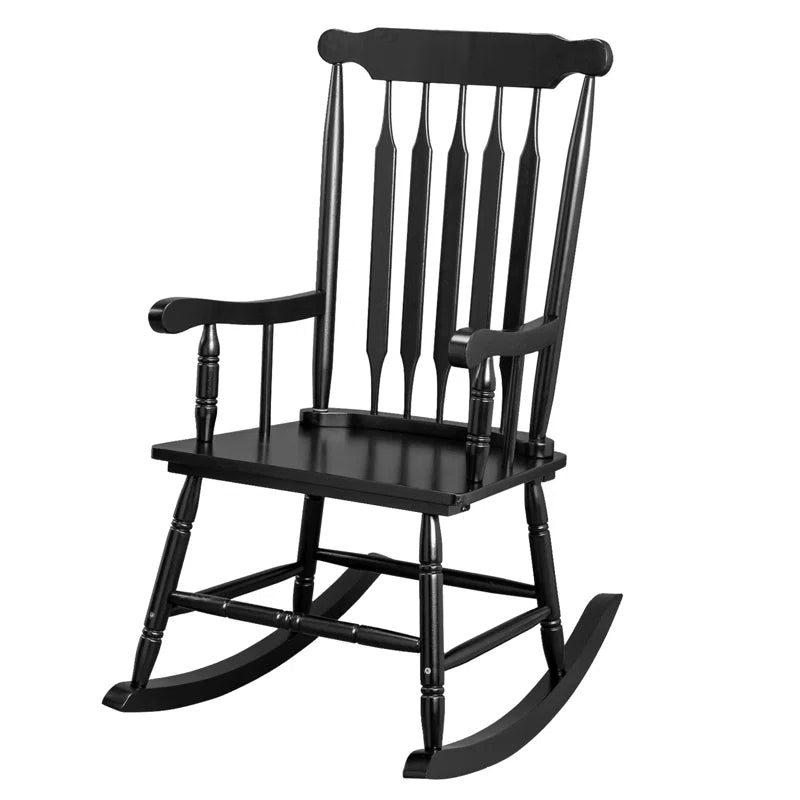 Aubrey Classic Solid Wood Patio Rocking Chair with Durable Wooden Frame