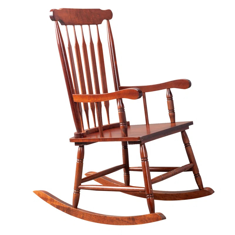 Aubrey Classic Solid Wood Patio Rocking Chair with Durable Wooden Frame