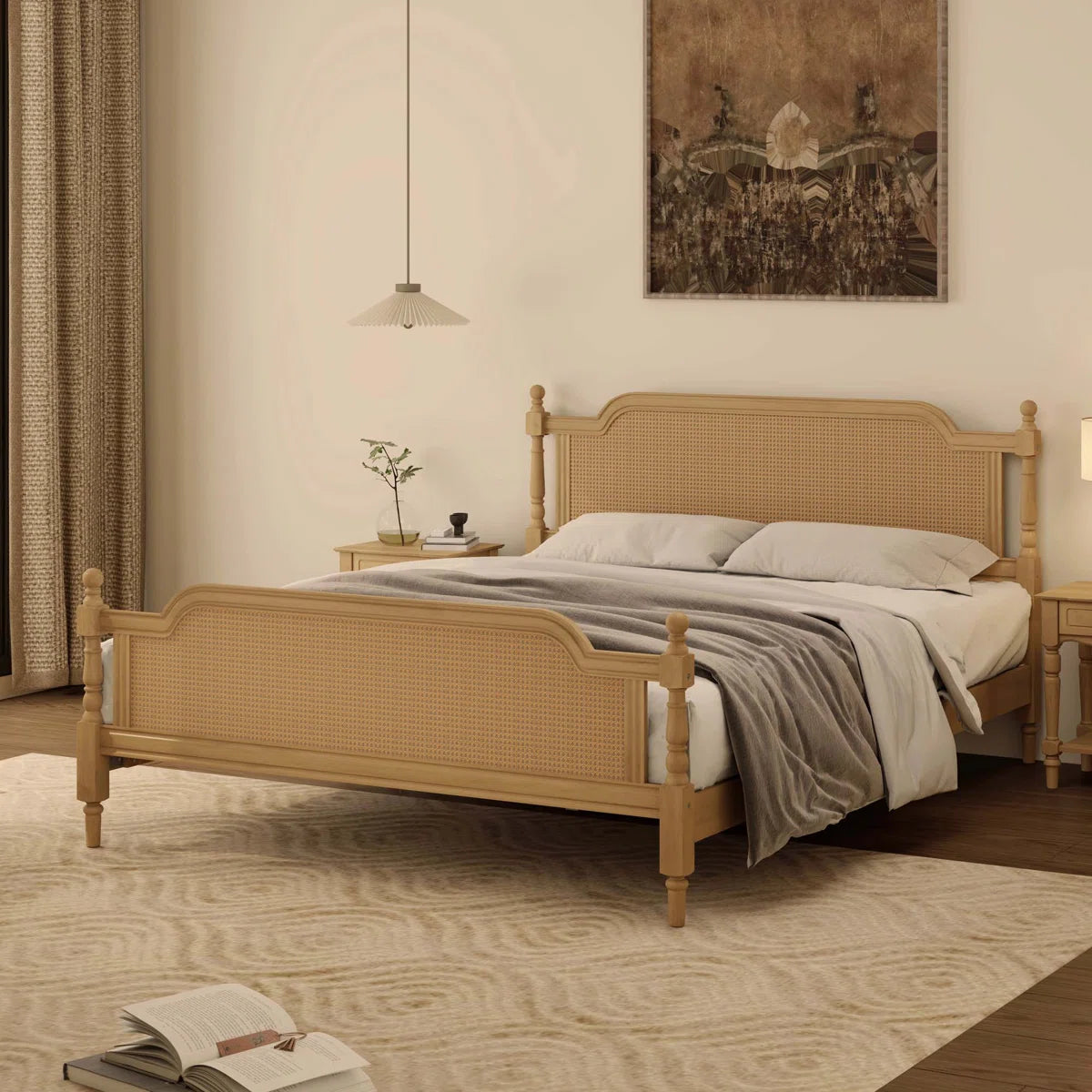 Solid Wood Platform Bed Frame with Headboard