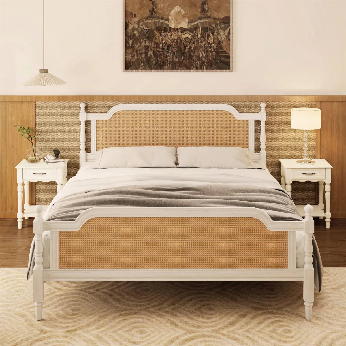 Solid Wood Platform Bed Frame with Headboard