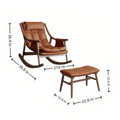 Manster Elegant Solid Wood Rocking Chair With Stool  - Wooden Bazar