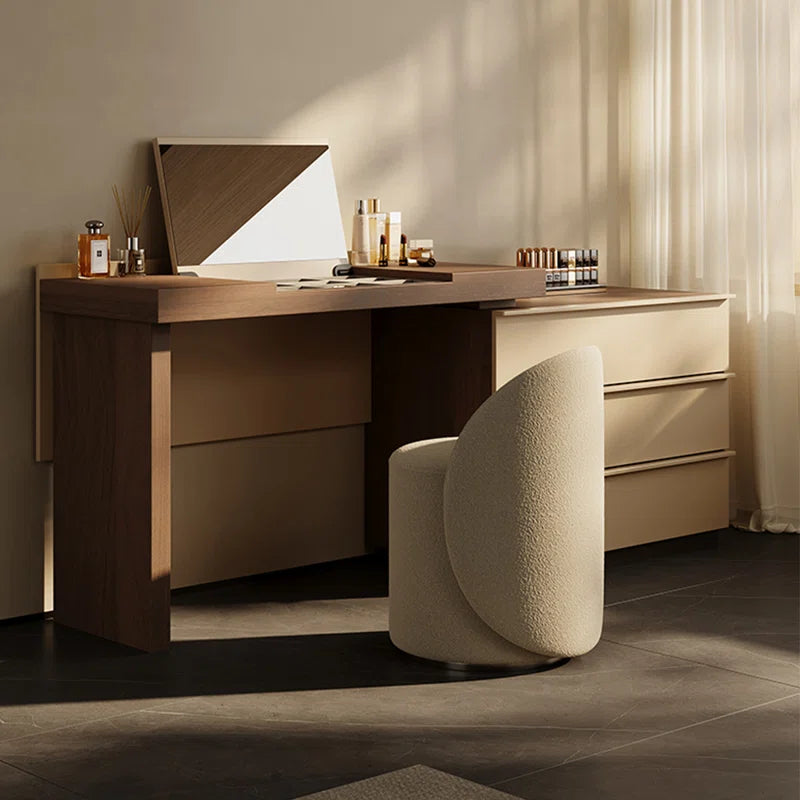 Rewoyun Solid wood dresser Clamshell makeup table - Wooden Bazar