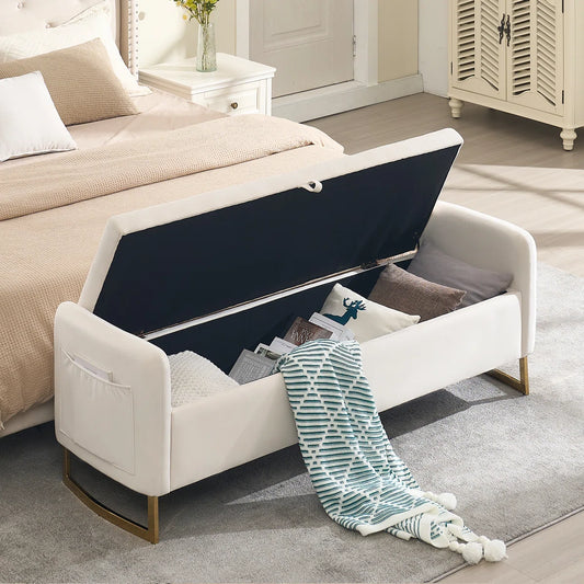 Ivok Upholstered Storage Bench With Two Pillows - Wooden Bazar
