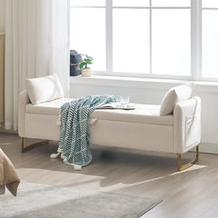 Ivok Upholstered Storage Bench With Two Pillows - Wooden Bazar