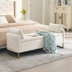 Ivok Upholstered Storage Bench With Two Pillows - Wooden Bazar