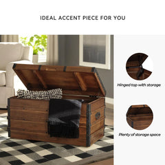 Aujix Solid Wood Blanket Chest - Wooden Bazar