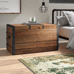 Aujix Solid Wood Blanket Chest - Wooden Bazar