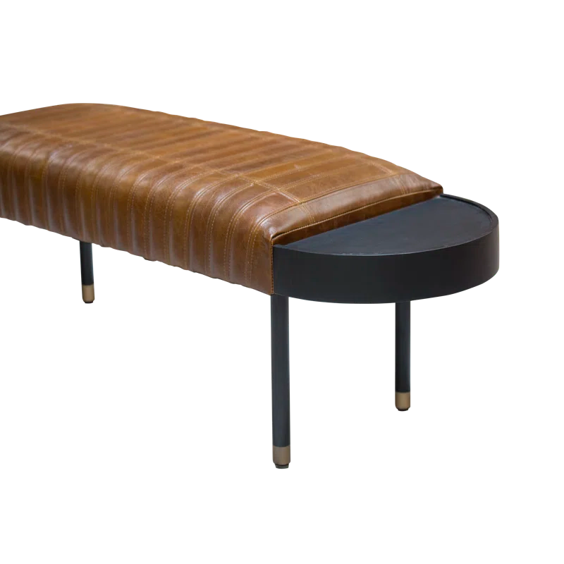Bealoen Genuine Leather Upholstered Bench - Wooden Bazar