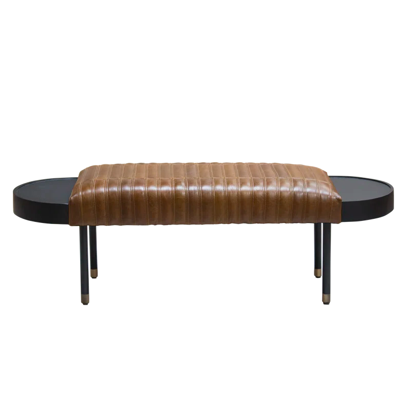 Bealoen Genuine Leather Upholstered Bench - Wooden Bazar