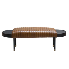 Bealoen Genuine Leather Upholstered Bench - Wooden Bazar