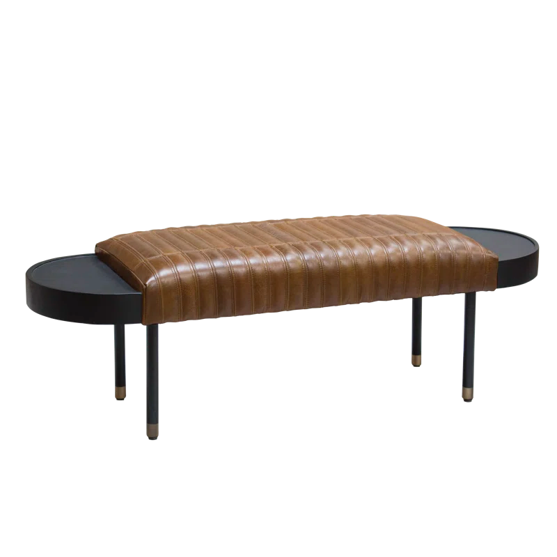 Bealoen Genuine Leather Upholstered Bench - Wooden Bazar