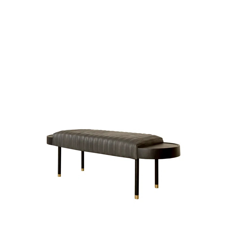 Bealoen Genuine Leather Upholstered Bench - Wooden Bazar