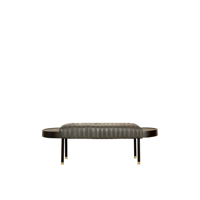Bealoen Genuine Leather Upholstered Bench - Wooden Bazar