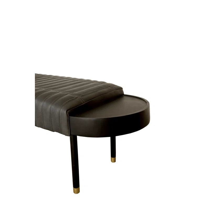 Bealoen Genuine Leather Upholstered Bench - Wooden Bazar