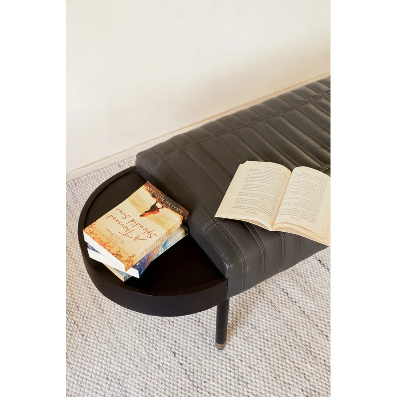 Bealoen Genuine Leather Upholstered Bench - Wooden Bazar