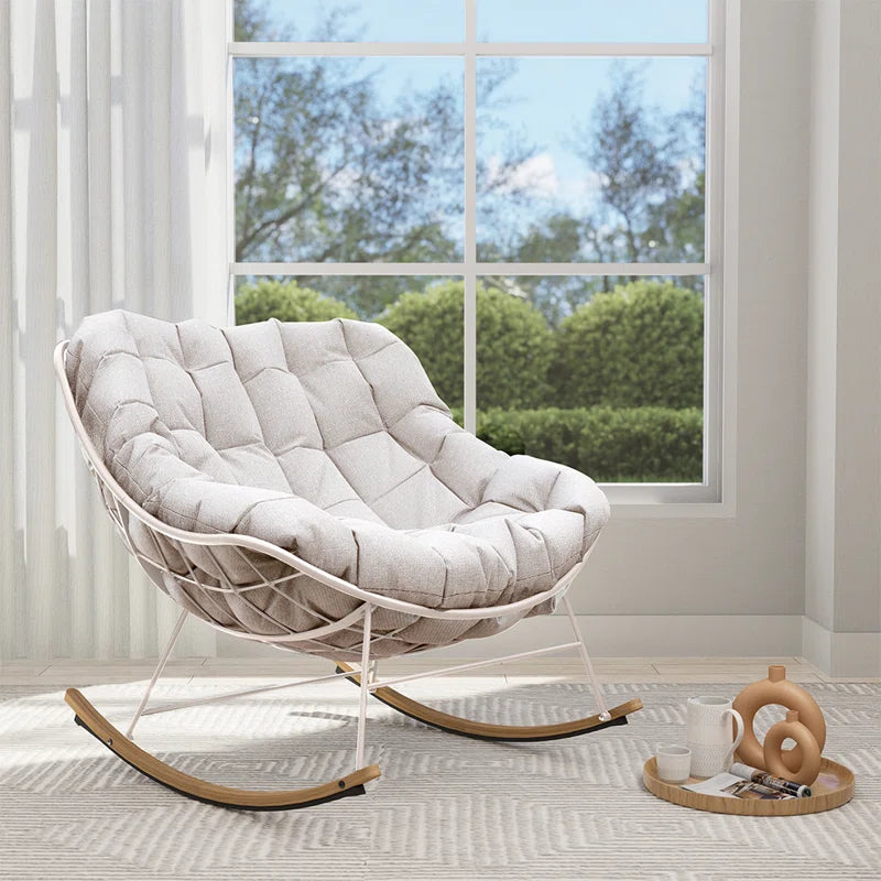 Caloyter Stylish Rocking Chair With Cushion in Steel - Wooden Bazar