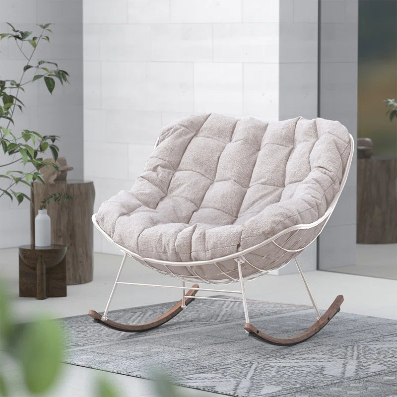 Caloyter Stylish Rocking Chair With Cushion in Steel - Wooden Bazar