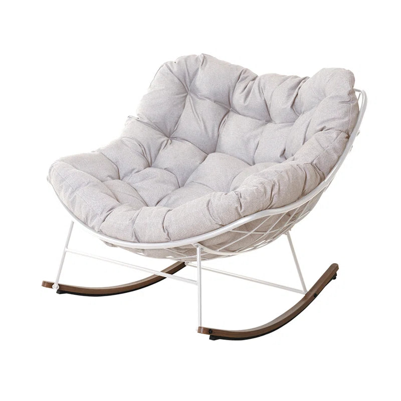 Caloyter Stylish Rocking Chair With Cushion in Steel - Wooden Bazar